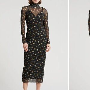 AFRM Los Angeles Women's Marni Turtleneck Long Sleeve Mesh Dress